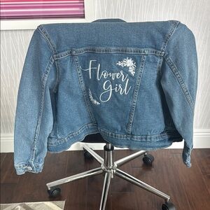 Denim 'Flower Girl' Embroidered Jacket - Blue